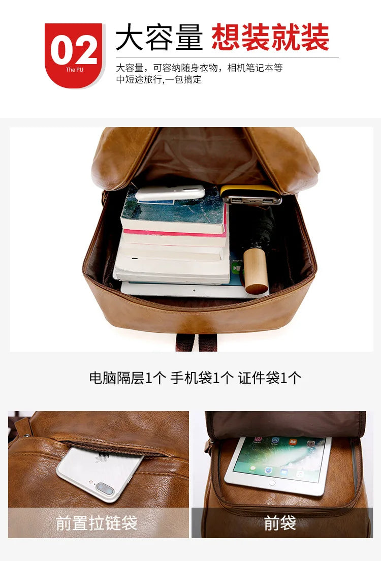 Mochila de cuero de lujo para viajes