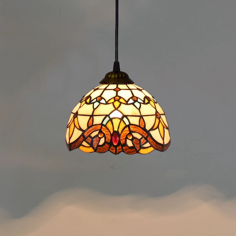 RETRO TIFFANY COLORFUL GLASS CHANDELIER