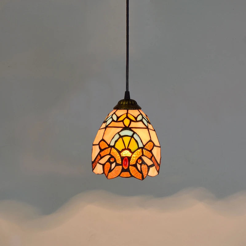 RETRO TIFFANY COLORFUL GLASS CHANDELIER