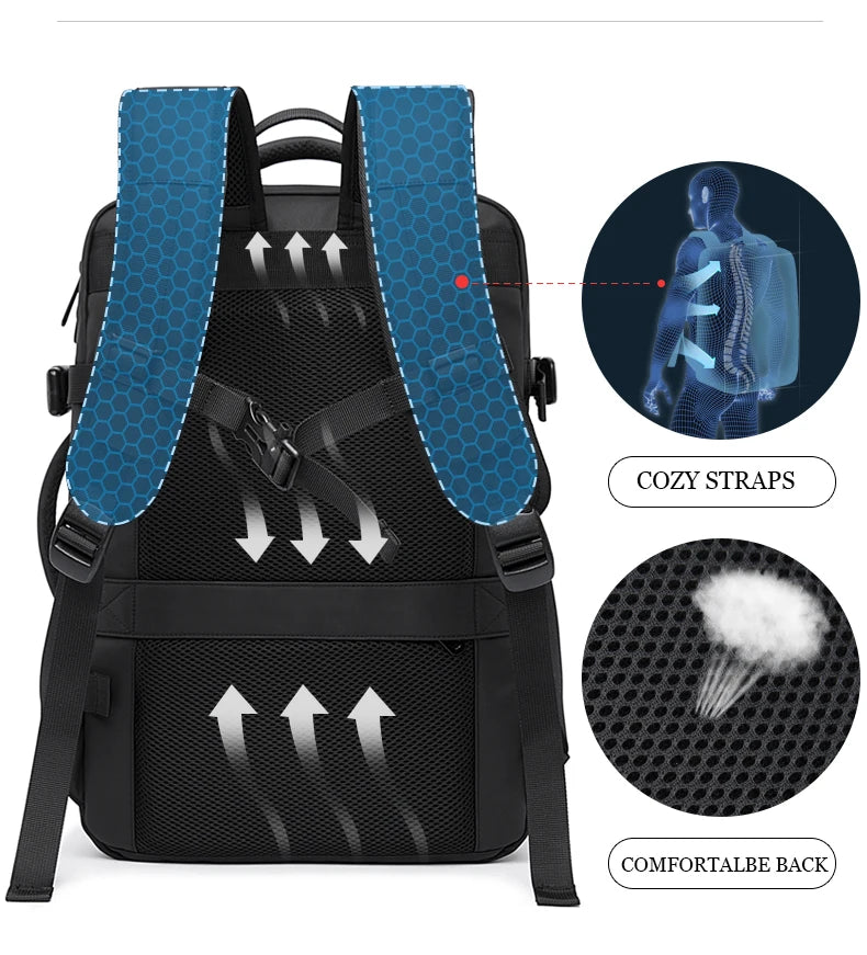 Mochila expandible para hombre, resistente al agua, para portátil de 17,3 pulgadas