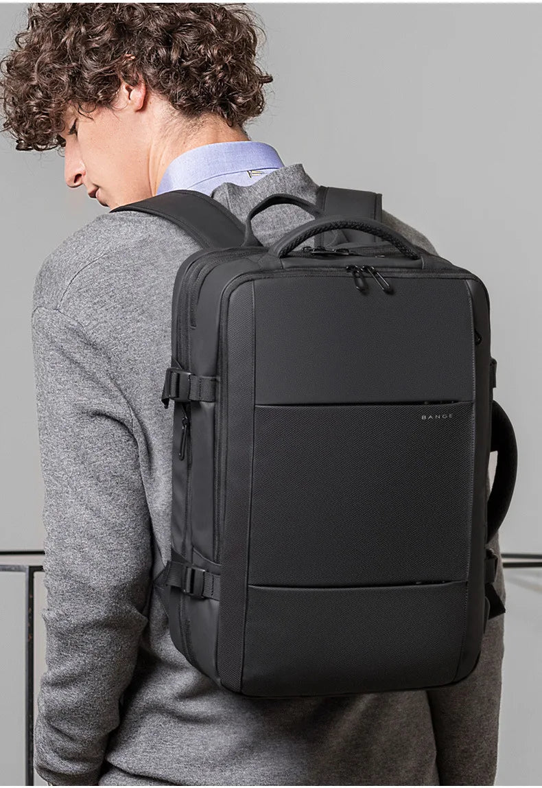 Mochila expandible para hombre, resistente al agua, para portátil de 17,3 pulgadas