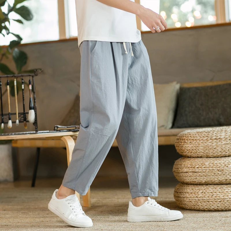 Pantalones de hombre de lino algodón StreetFashion