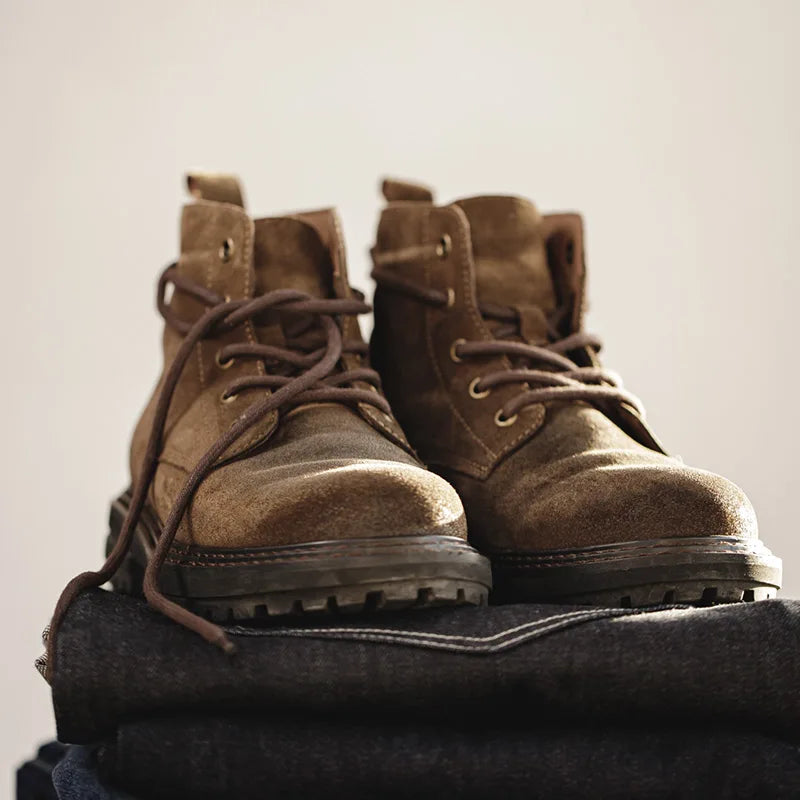 MEN FLEECE WINTER BOOTS VINTAGE BRITISH SKY