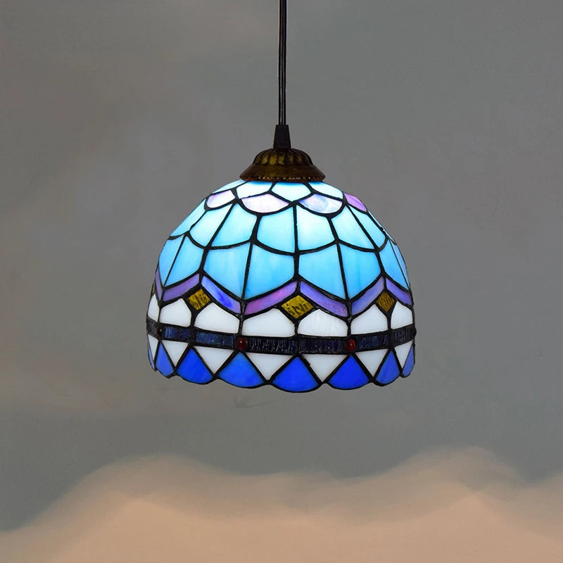 RETRO TIFFANY COLORFUL GLASS CHANDELIER