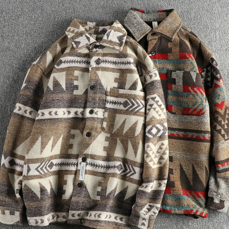 Camisa con estampado tribal vintage pesado