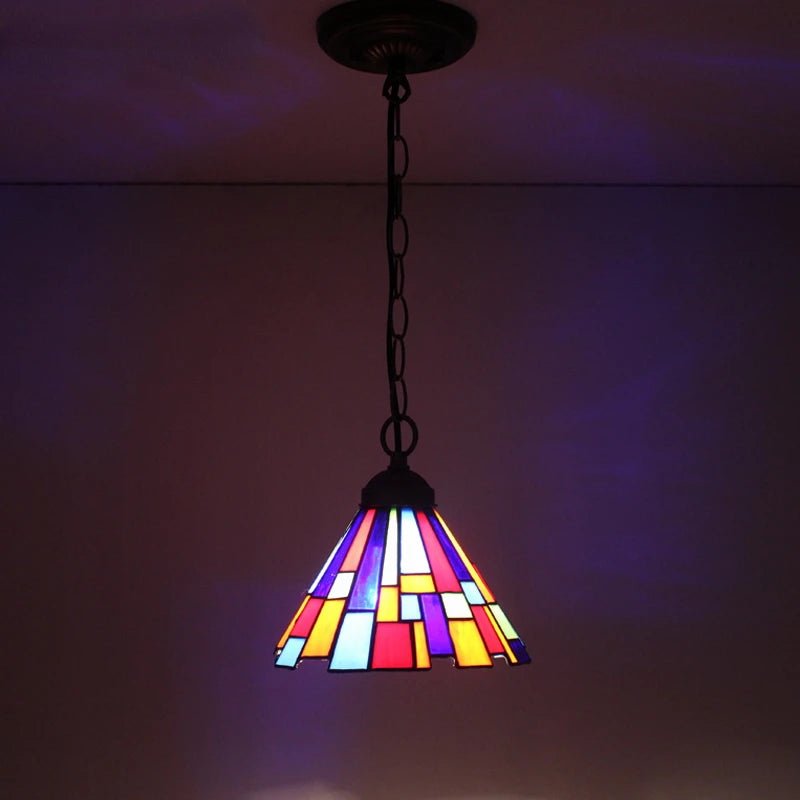 RETRO TIFFANY COLORFUL GLASS CHANDELIER