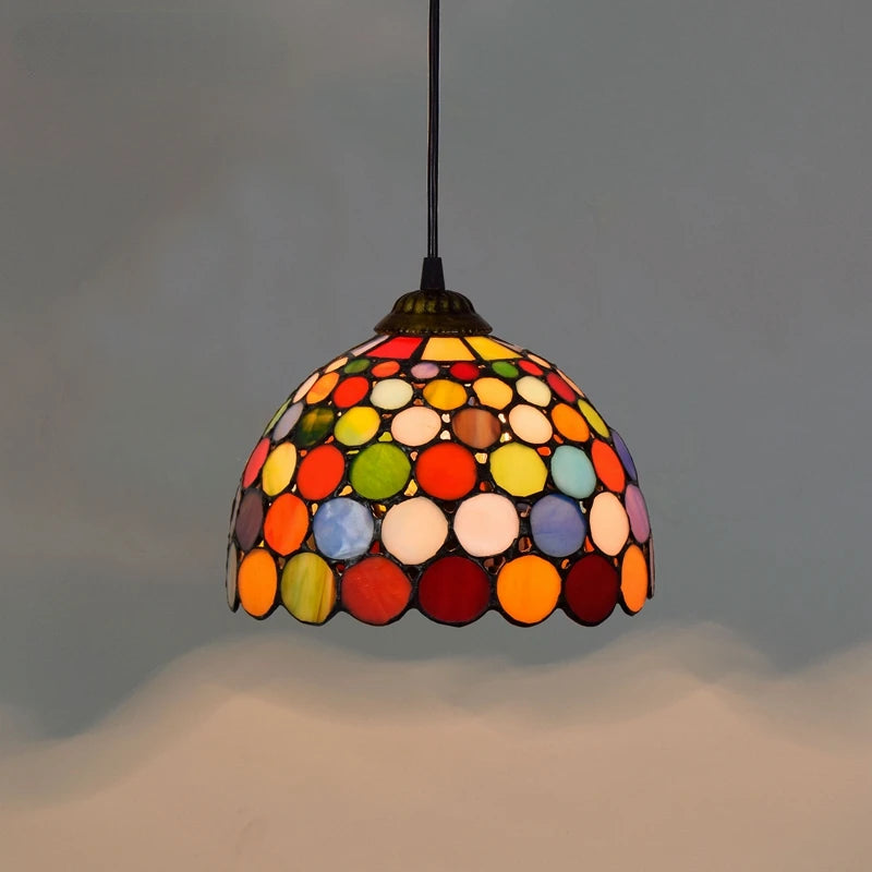 RETRO TIFFANY COLORFUL GLASS CHANDELIER