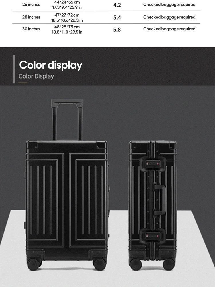 ALUMINUM-MAGNESIUM ALLOY TRAVEL SUITCASE 20/24/28