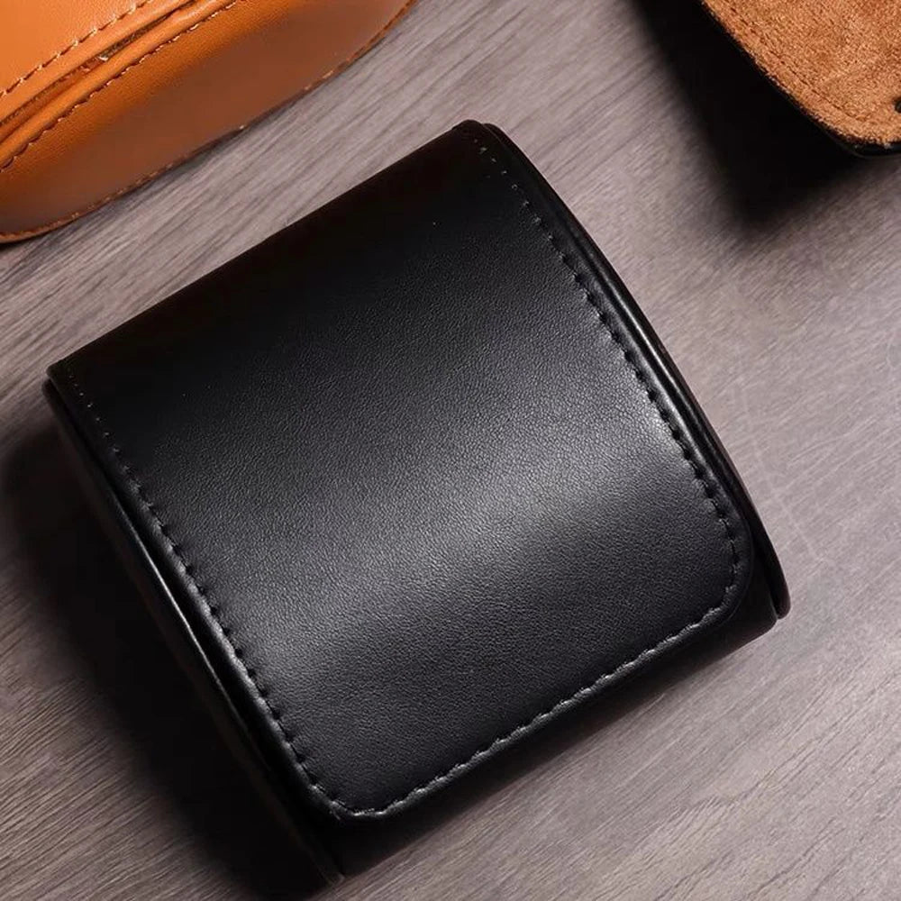 Estuche de viaje enrollable de cuero para relojes