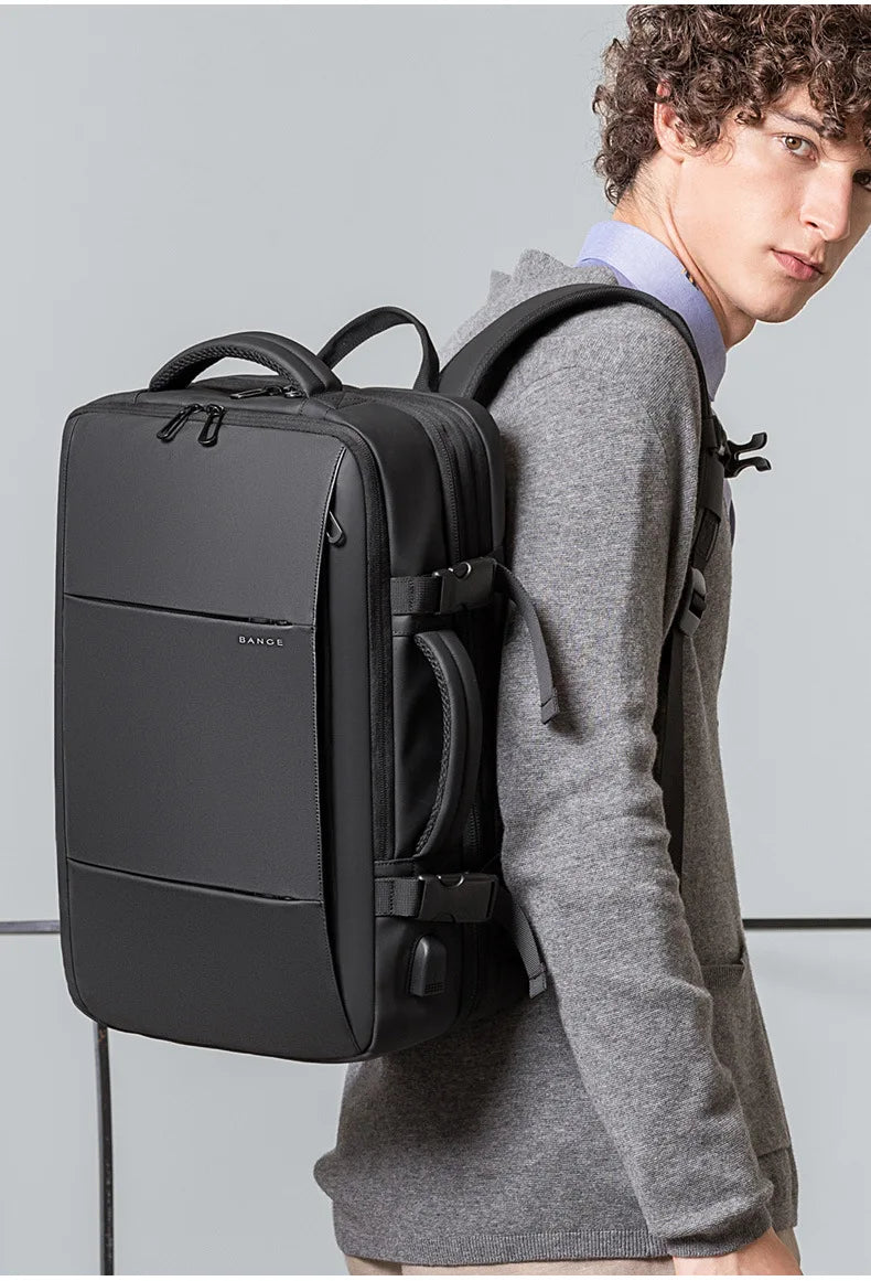 Mochila expandible para hombre, resistente al agua, para portátil de 17,3 pulgadas