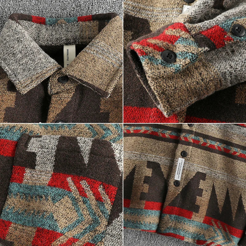 Camisa con estampado tribal vintage pesado