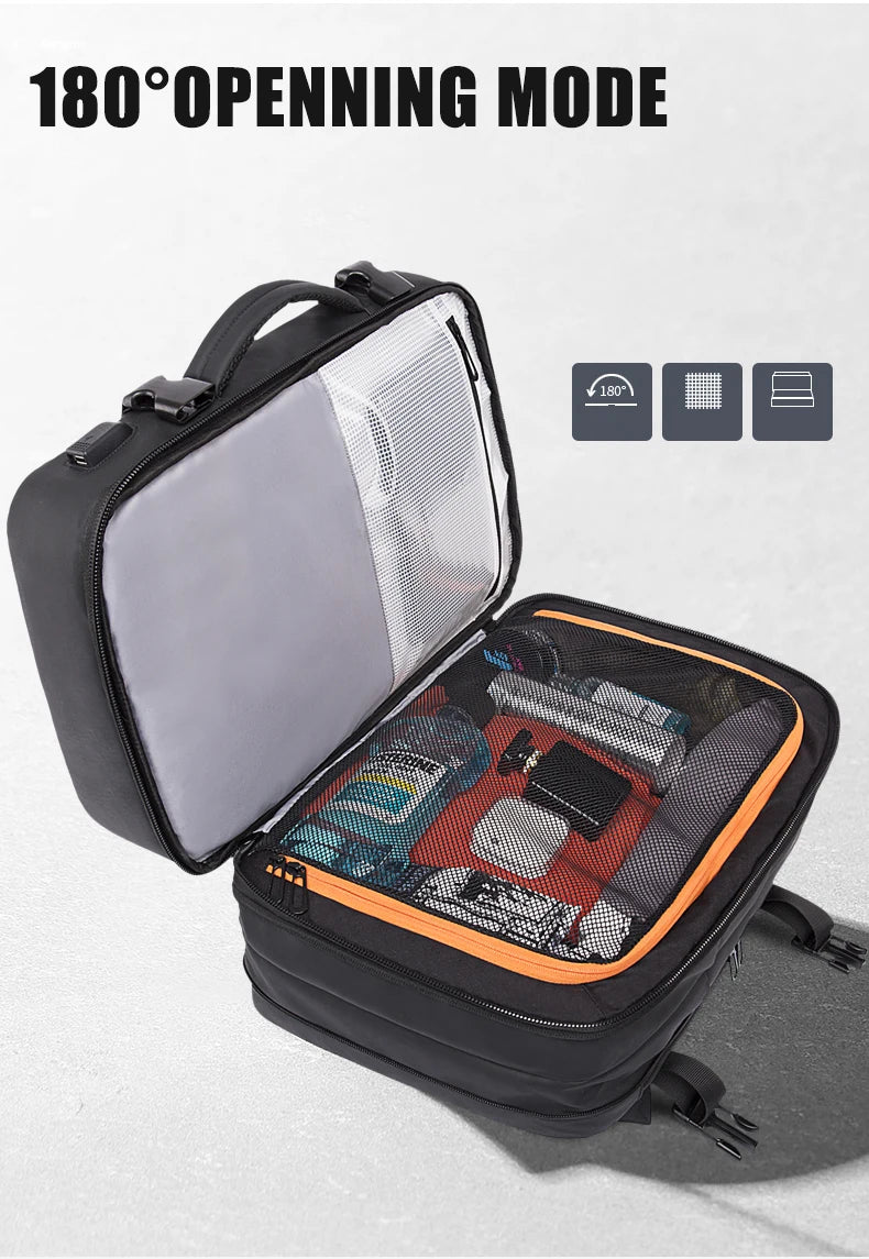 Mochila expandible para hombre, resistente al agua, para portátil de 17,3 pulgadas