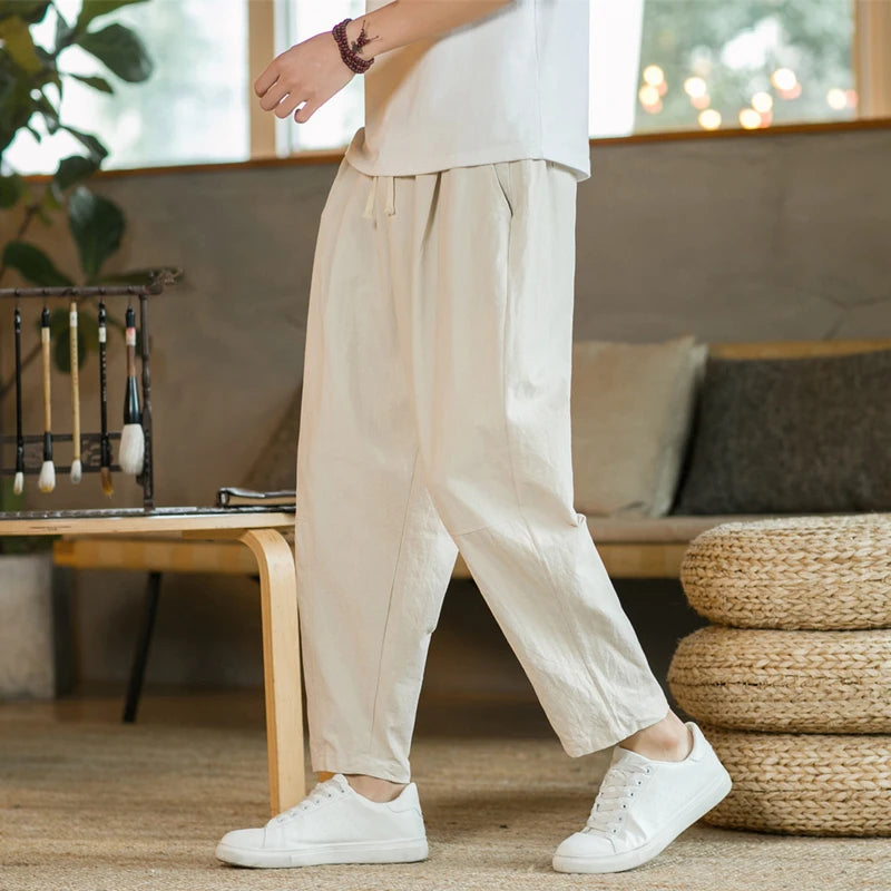 Pantalones de hombre de lino algodón StreetFashion