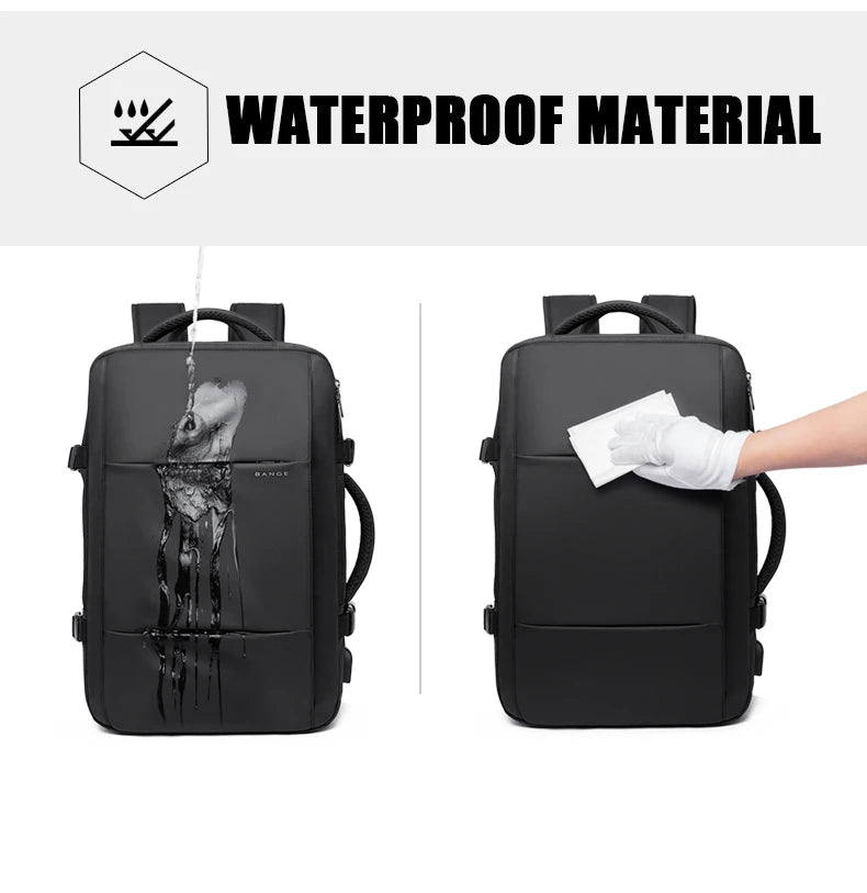 Mochila expandible para hombre, resistente al agua, para portátil de 17,3 pulgadas