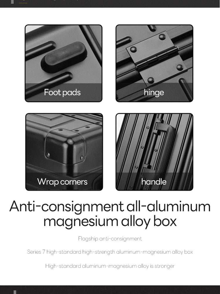 ALUMINUM-MAGNESIUM ALLOY TRAVEL SUITCASE 20/24/28