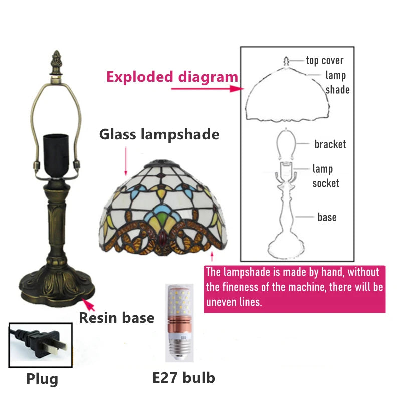 RETRO TIFFANY TABLE LIGHT BAROQUE