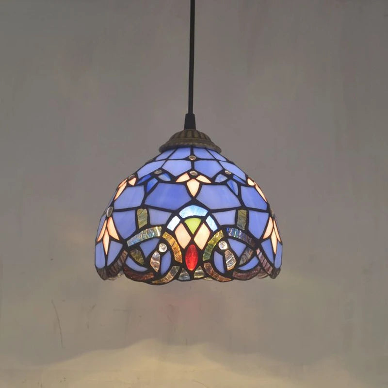 RETRO TIFFANY COLORFUL GLASS CHANDELIER