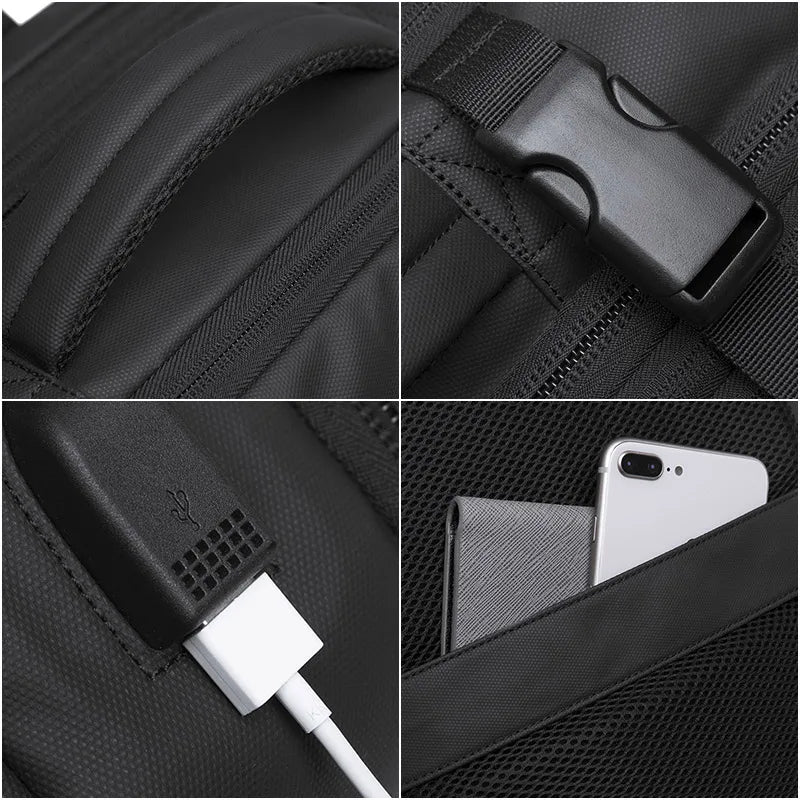 Mochila expandible para hombre, resistente al agua, para portátil de 17,3 pulgadas