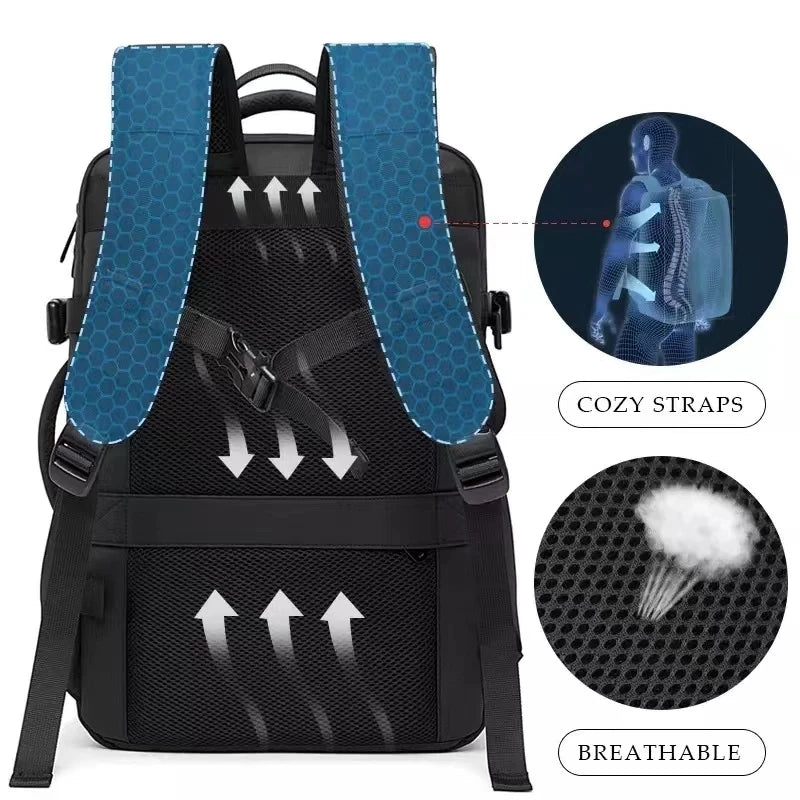Mochila expandible para hombre, resistente al agua, para portátil de 17,3 pulgadas