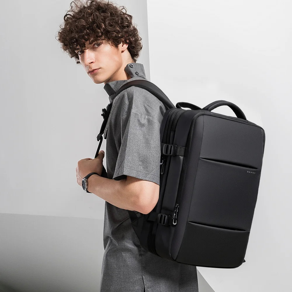 Mochila expandible para hombre, resistente al agua, para portátil de 17,3 pulgadas