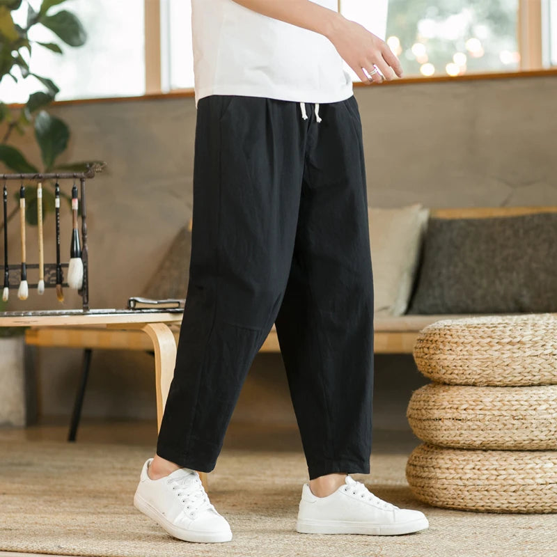 Pantalones de hombre de lino algodón StreetFashion
