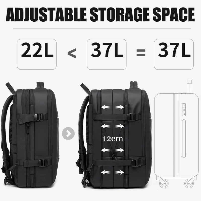 Mochila expandible para hombre, resistente al agua, para portátil de 17,3 pulgadas