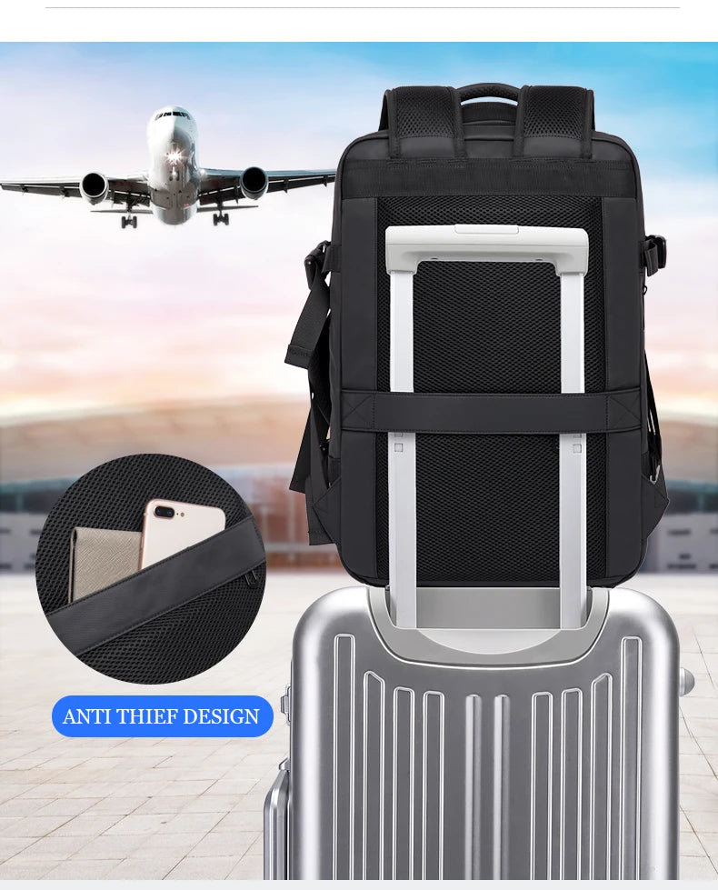 Mochila expandible para hombre, resistente al agua, para portátil de 17,3 pulgadas