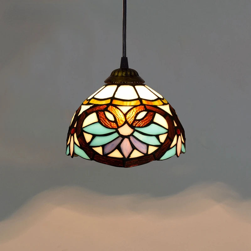 RETRO TIFFANY COLORFUL GLASS CHANDELIER