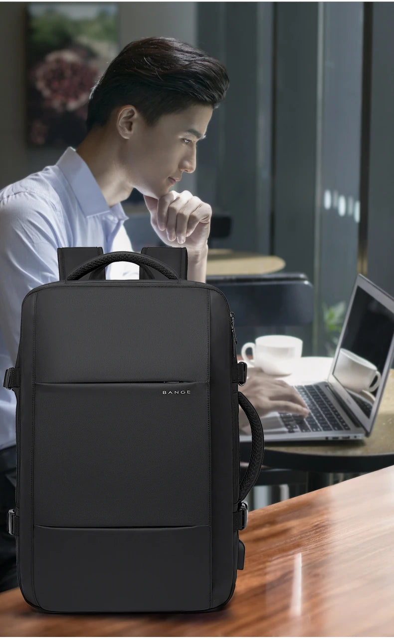 Mochila expandible para hombre, resistente al agua, para portátil de 17,3 pulgadas