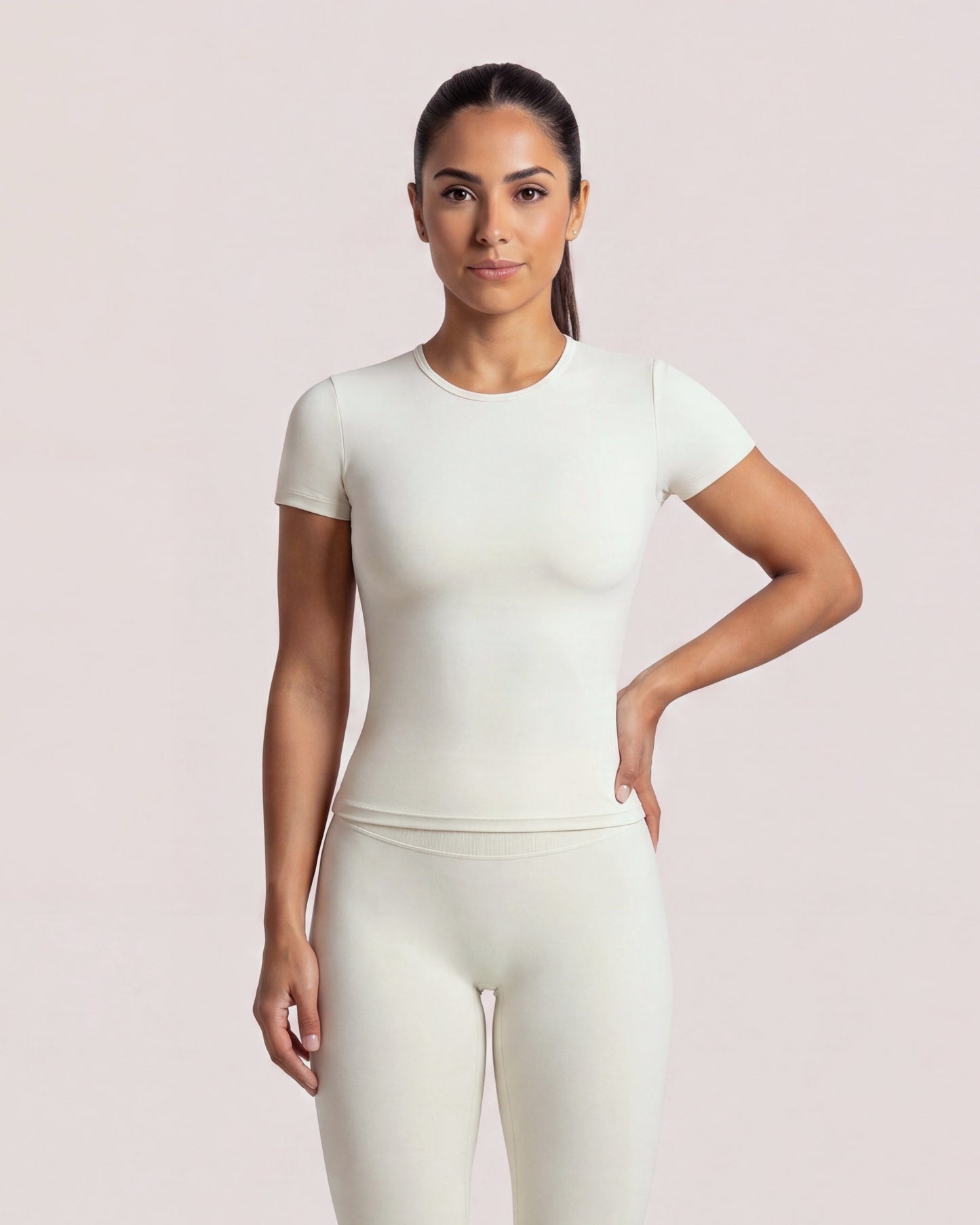 VARCEA Light Ivory Seamless T Shirt