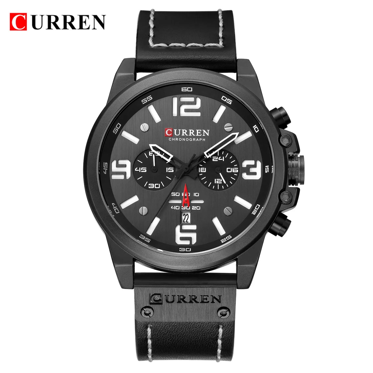 Reloj cronógrafo deportivo negro y gris