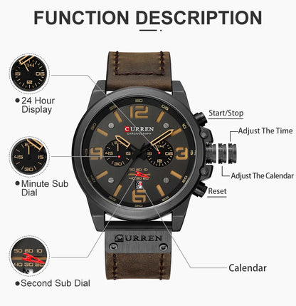 Reloj cronógrafo deportivo negro y gris