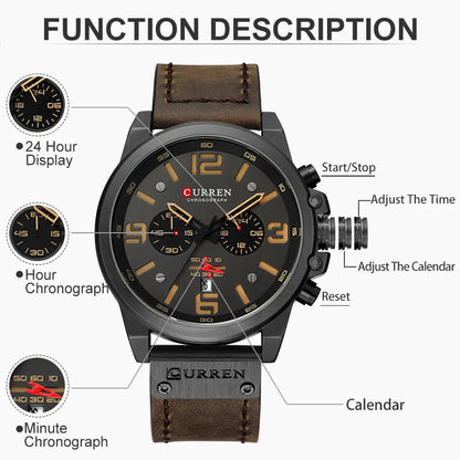 Reloj cronógrafo deportivo negro y gris
