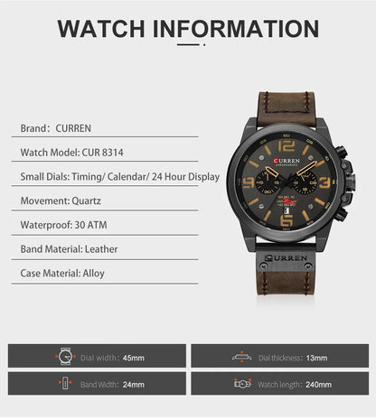 Reloj cronógrafo deportivo negro y gris