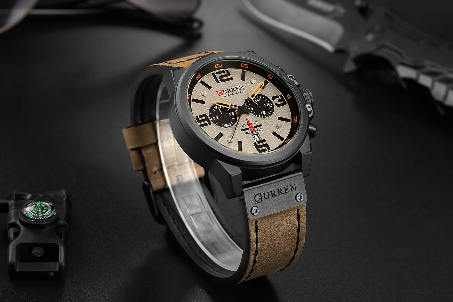 Reloj cronógrafo deportivo negro y gris