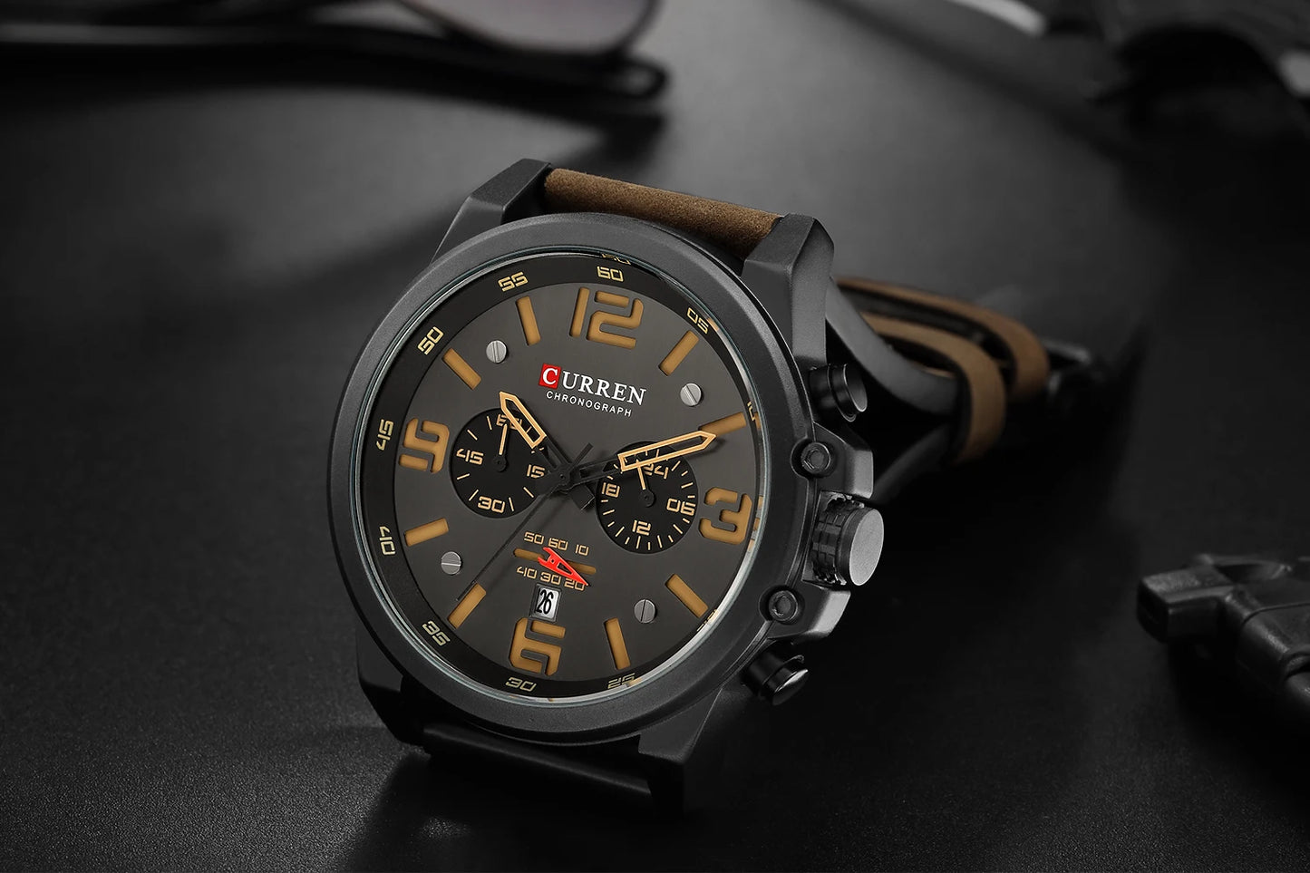 Reloj cronógrafo deportivo negro y gris