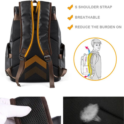 LEATHER MEN BACKPACK 15.6 INCH LAPTOP