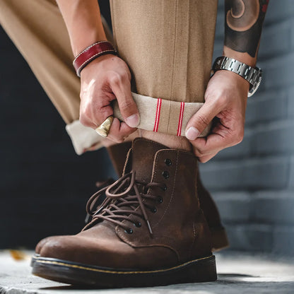 Khakifarbene Raw Jeans für Herren Amekaji