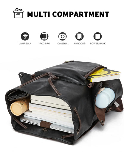 LEATHER MEN BACKPACK 15.6 INCH LAPTOP