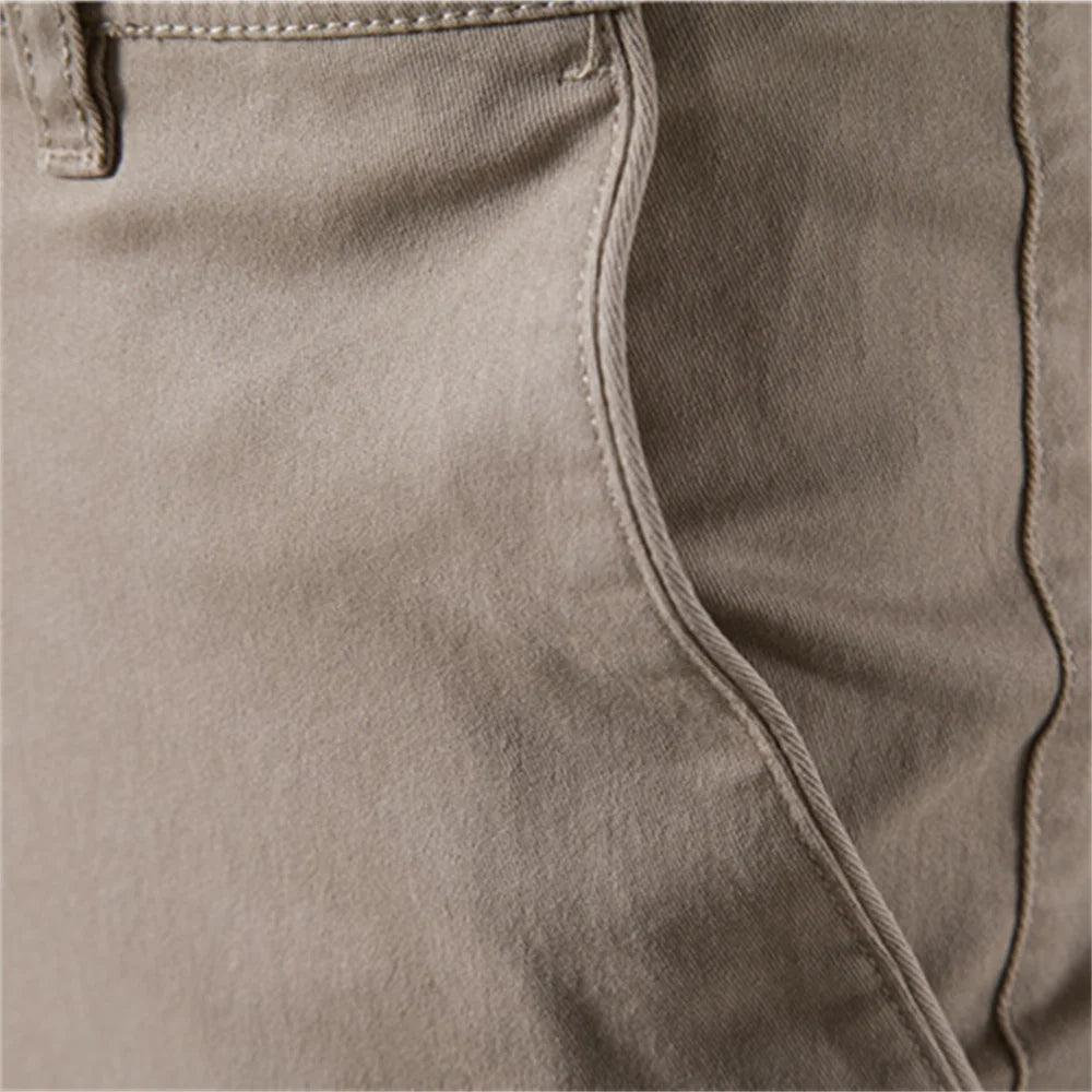 CASUAL SLIM COTTON MEN TROUSERS KHAKI VANGARD