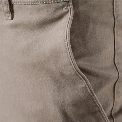 CASUAL SLIM COTTON MEN TROUSERS KHAKI VANGARD