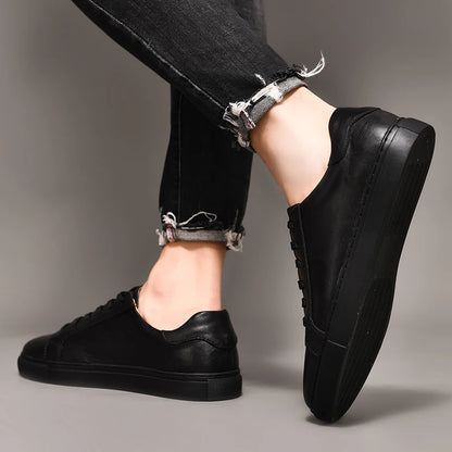 CASUAL GENUINE LEATHER SHOES BLACK