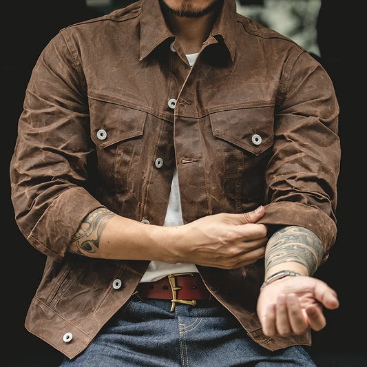 Retro-Jacke aus schwerem Canvas mit Ölwachs