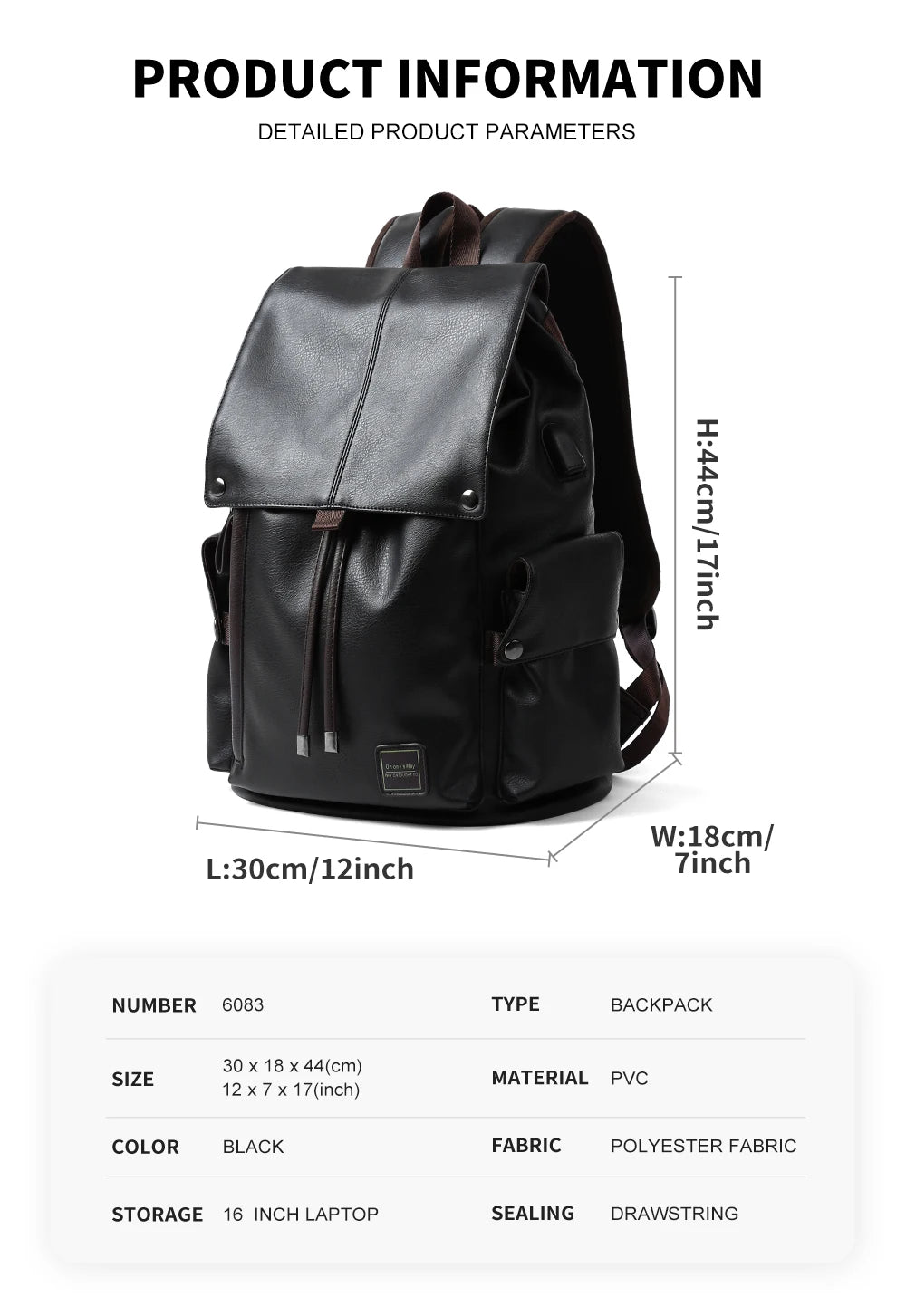 LEATHER MEN BACKPACK 15.6 INCH LAPTOP