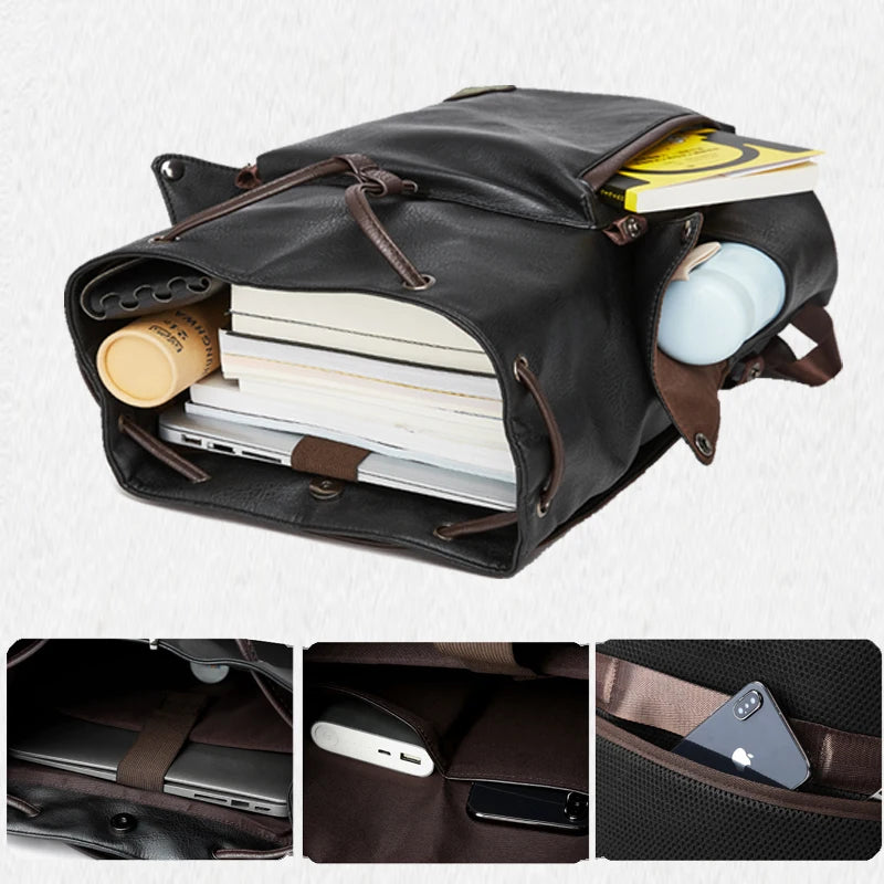 LEATHER MEN BACKPACK 15.6 INCH LAPTOP