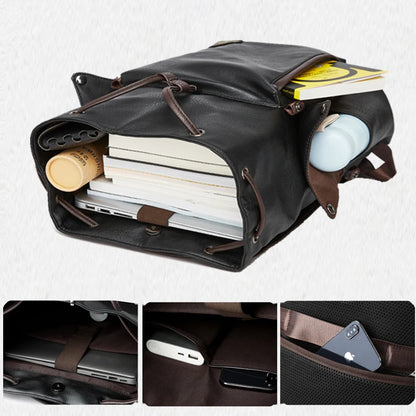 LEATHER MEN BACKPACK 15.6 INCH LAPTOP