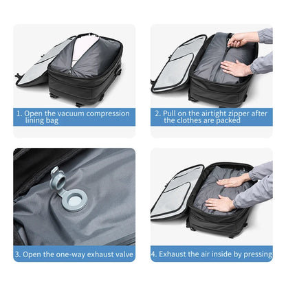 Sistema de compresión al vacío para mochilas de viaje