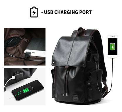 LEATHER MEN BACKPACK 15.6 INCH LAPTOP