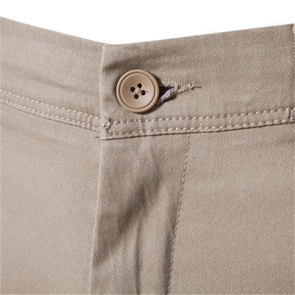 CASUAL SLIM COTTON MEN TROUSERS KHAKI VANGARD