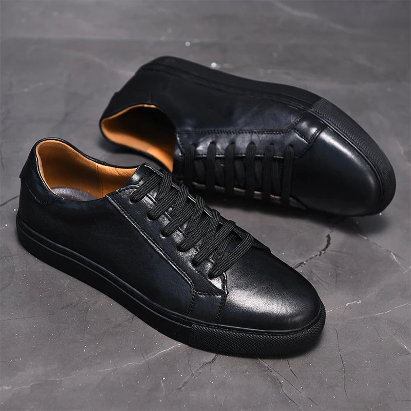 CASUAL GENUINE LEATHER SHOES BLACK